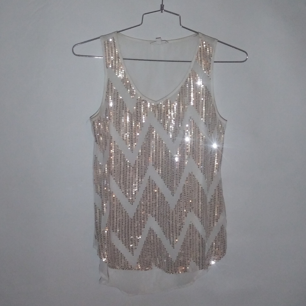 Sequined  gold and silver sheer top